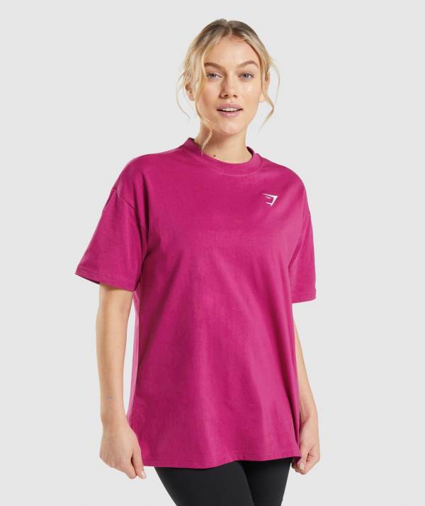 Damske Tricka Gymshark Training Oversized Ruzove | NX8107354